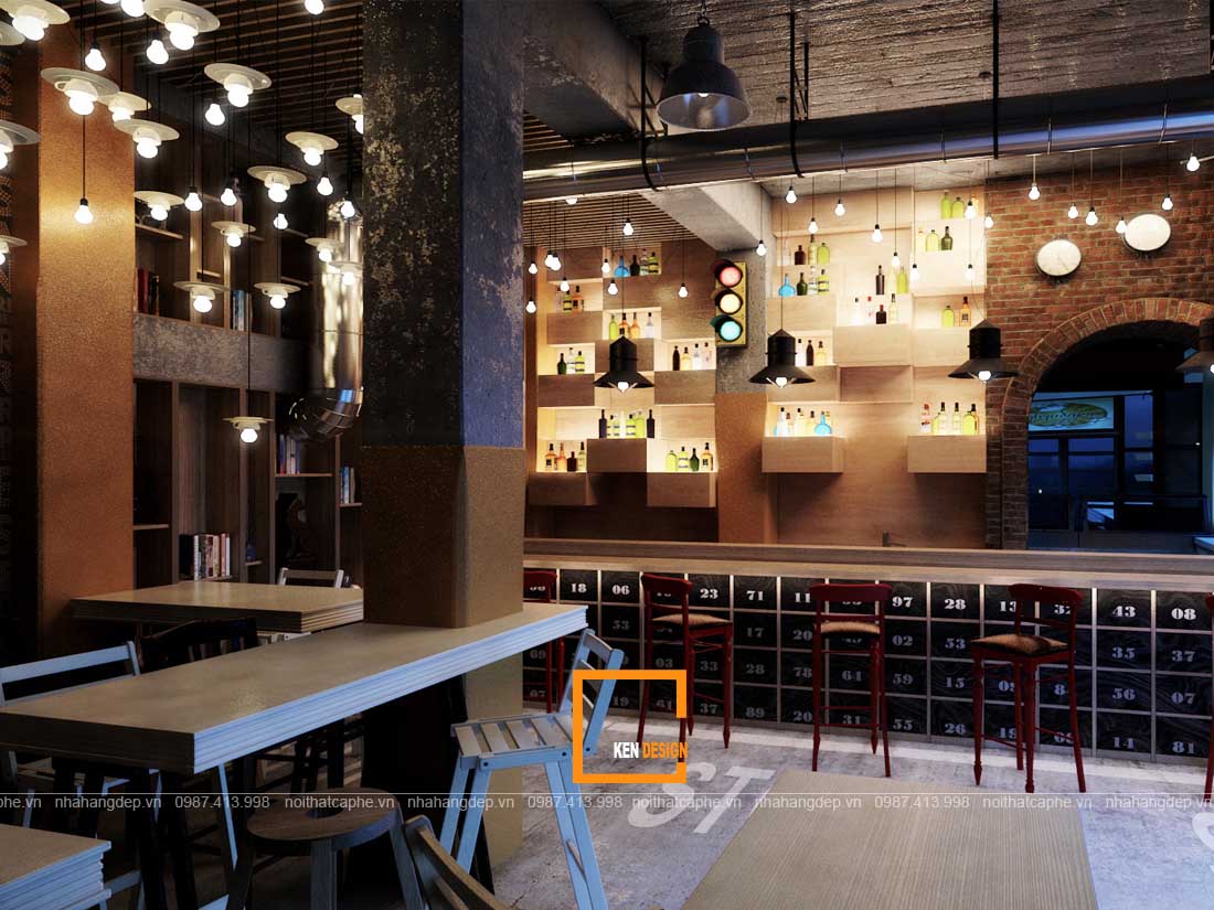 thiết kế quán cafe phong cách rustic 